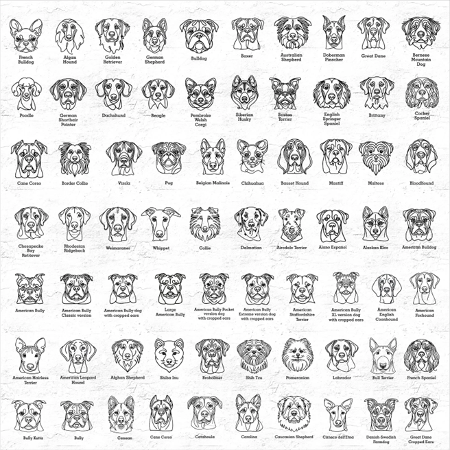 Dog Face Line Art Name Necklace Drawing Personalized Custom Heart Puppy Dog Mom Dog Mama Dog Charm Gold Silver Metal