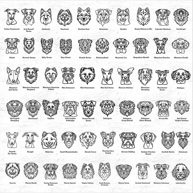 Dog Face Line Art Name Necklace Drawing Personalized Custom Heart Puppy Dog Mom Dog Mama Dog Charm Gold Silver Metal